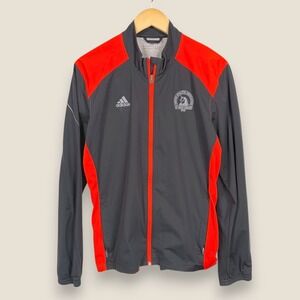 Boston Marathon 2012 Adidas Jacket Men Small Gray Orange Full Zip Track Athletic